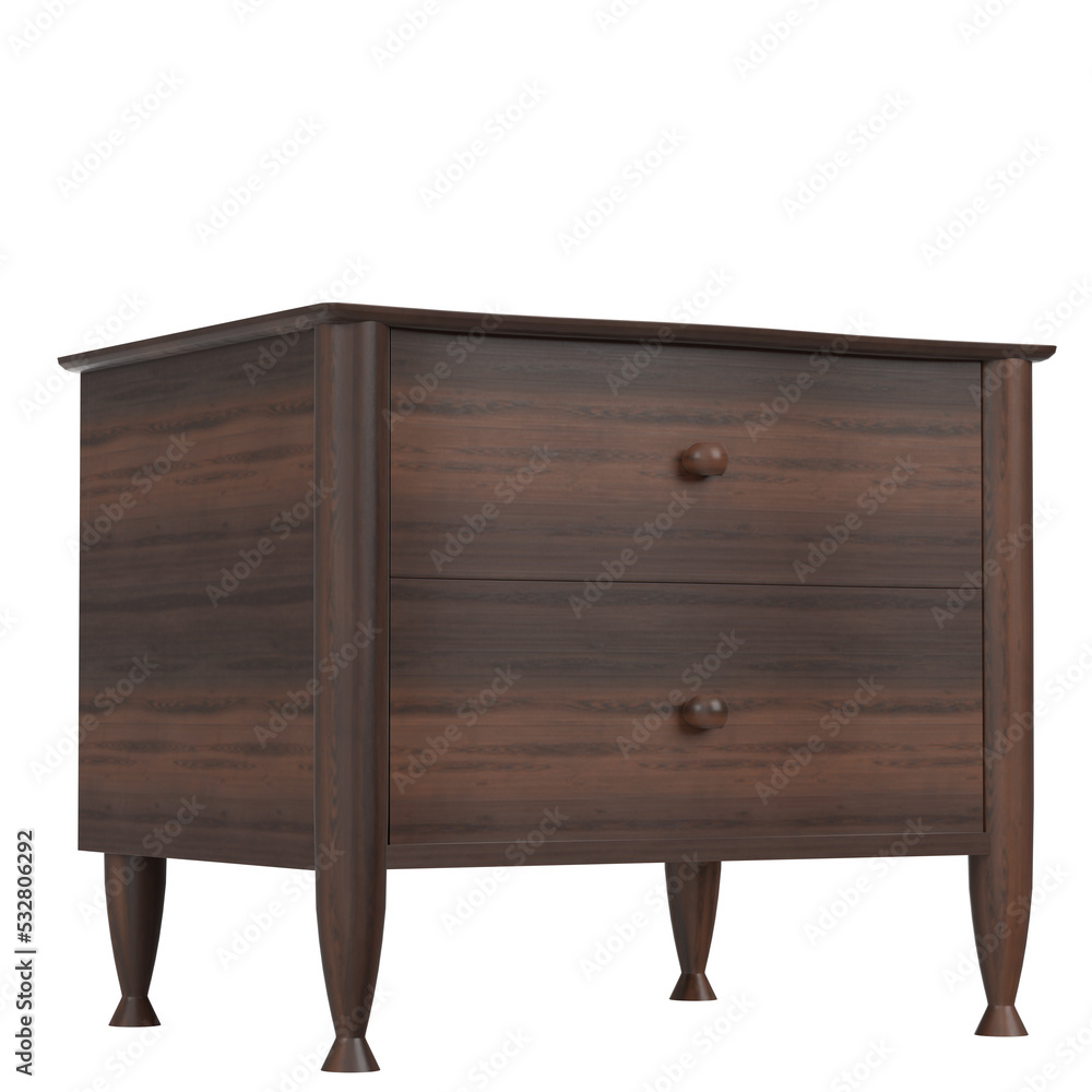 3D rendering illustration of a bedside table 3D rendering illustration of a bedside table