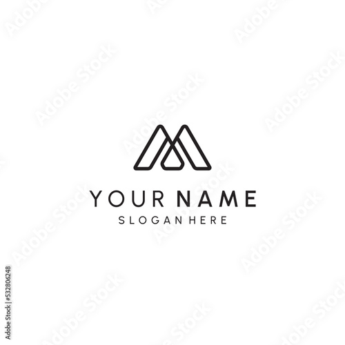 Modern letter M. MM logotype icon design concept Creative minimalist gradient single line logo template isolated on white background. Vector illustration.