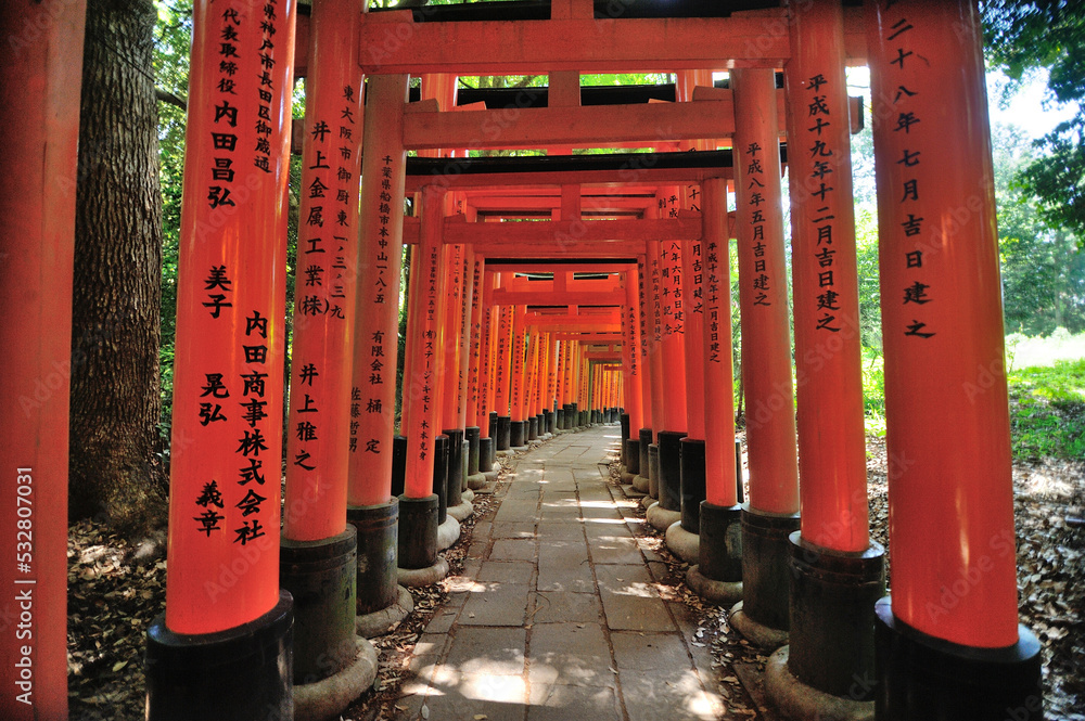 Japanese gates in Fushimi Inari Shrine in Kyoto, Japan. Japanese gates in Fushimi Inari Shrine in Kyoto, Japan.
