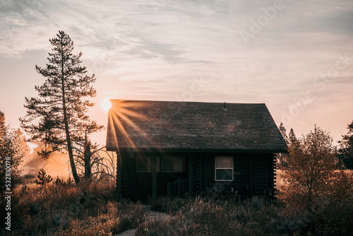 abandoned house in the sunset