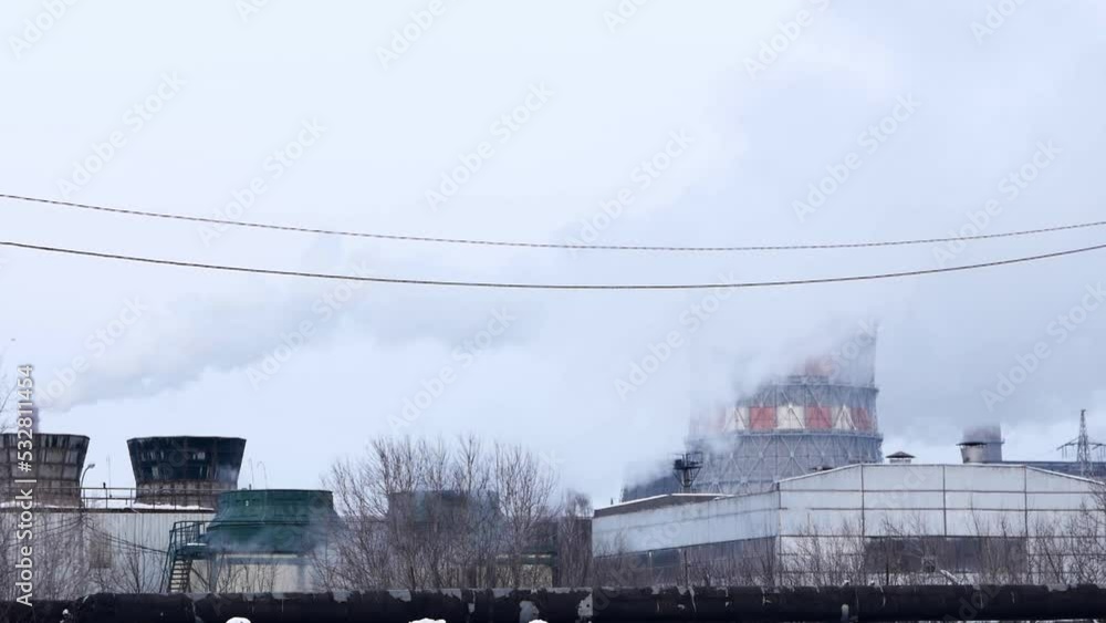 Factory pipes, lots of smoke. Ecology, environmental problems, fuel and electricity production, environmental damage. Factory pipes, lots of smoke. Ecology, environmental problems, fuel and electricity production, environmental damage.