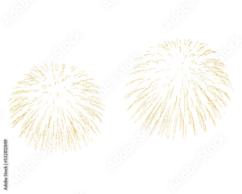 Golden firework texture, thin brush stroke lines. Isolated png illustration, transparent background. Design element for overlay, montage, collage. Happy new year concept.