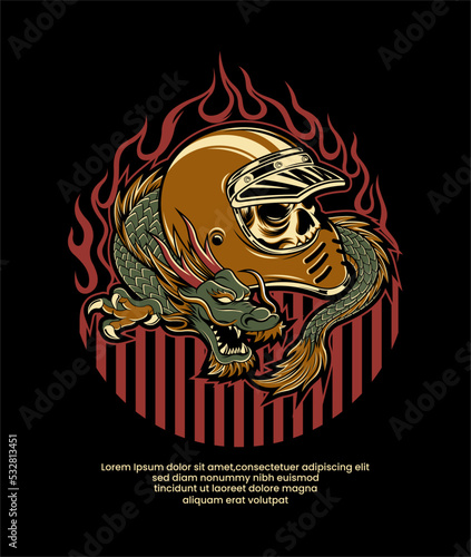 dragon and helmet illustration for symbol or icon