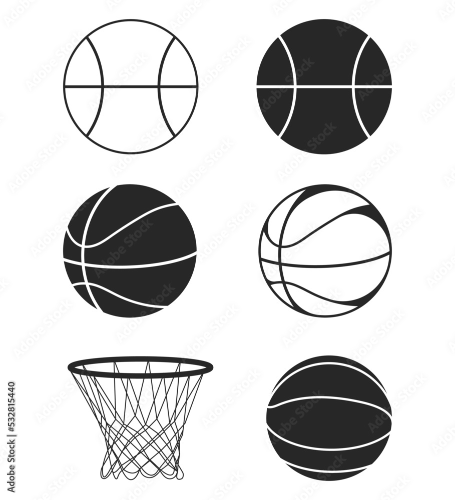 Obraz premium basketball icons set Silhouettes, Basketball Hoop svg vector Illustration
