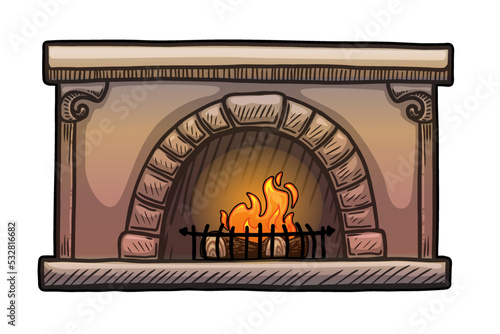 Fireplace vector illustration isolated on white background