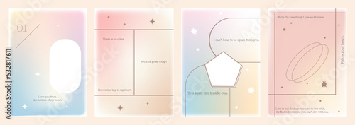 Vector flat posters. Trendy gradients, typography, y2k. Suitable as social media story templates for digital marketing and as social media banners.