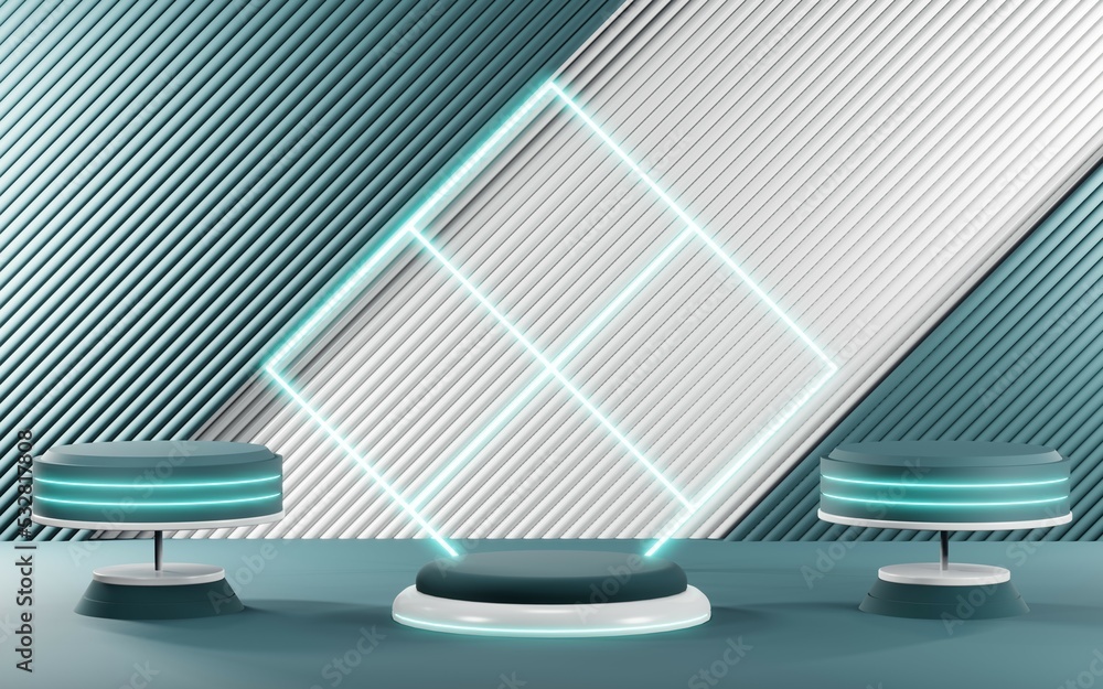 3D render of Podium background in blue tones for displaying cream products. cosmetics 3D render of Podium background in blue tones for displaying cream products. cosmetics