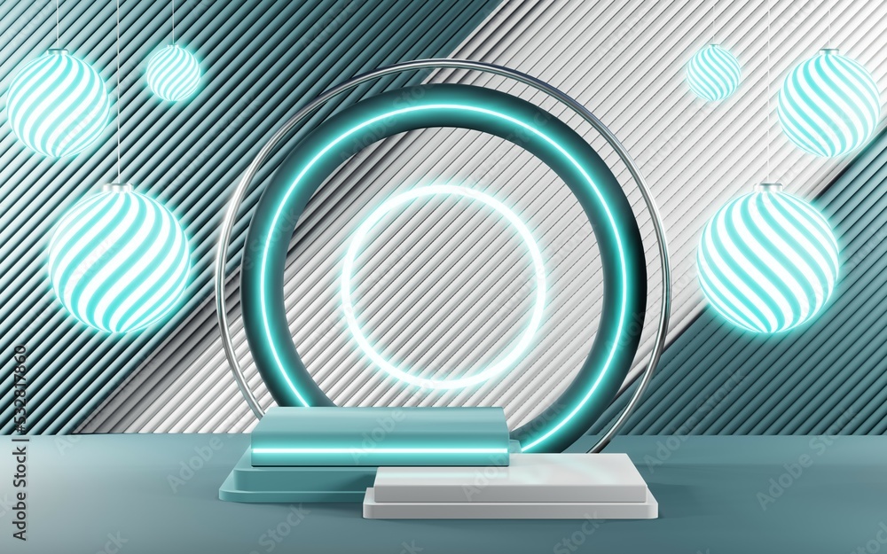3D render of Podium background in blue tones for displaying cream products. cosmetics 3D render of Podium background in blue tones for displaying cream products. cosmetics
