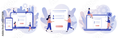 Account login and password. Cyber security, Data protection, online registration, confidentiality concept. Modern flat cartoon style. Vector illustration on white background