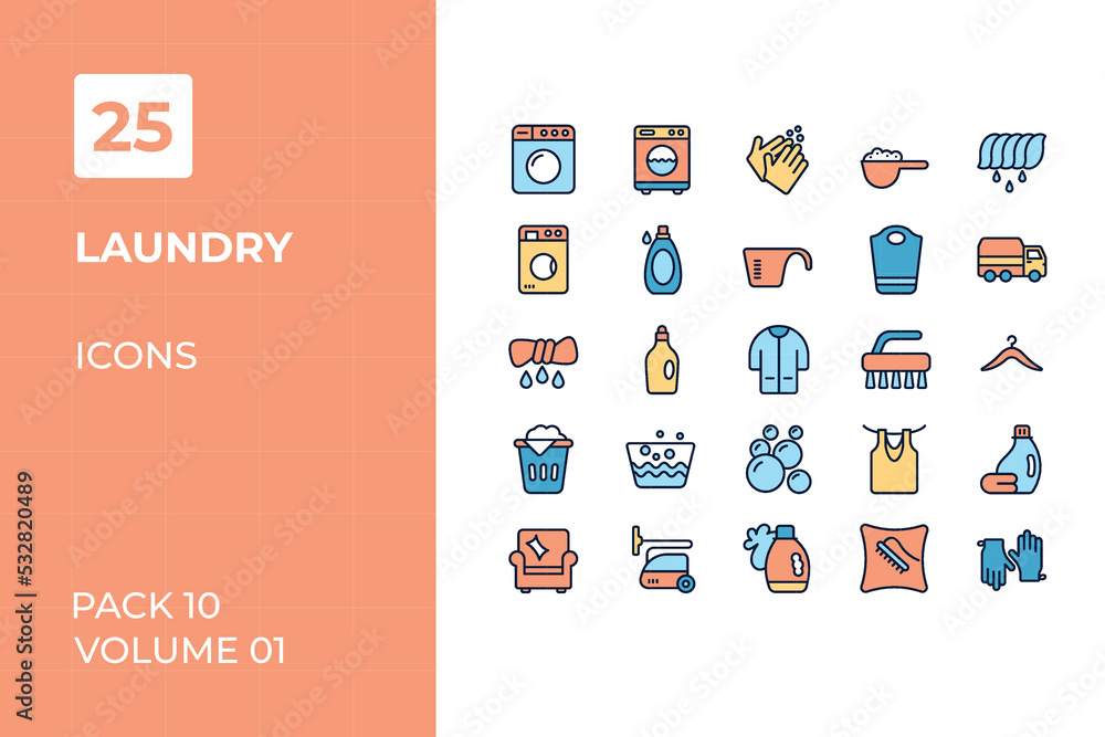 Laundry icons collection. Set vector line with elements for mobile concepts and web apps. Collection modern icons.