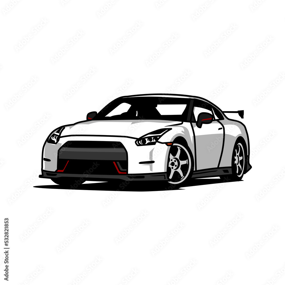 Cool japanese sport car vector isolated, best use for tshirt design and car club illustration