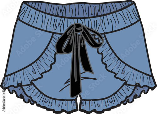 Tulip Ruffle Shorts with Bow Front Vector Illustration