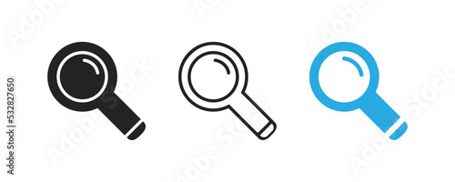 search icon on white background, flat graphic vector, discovery symbol