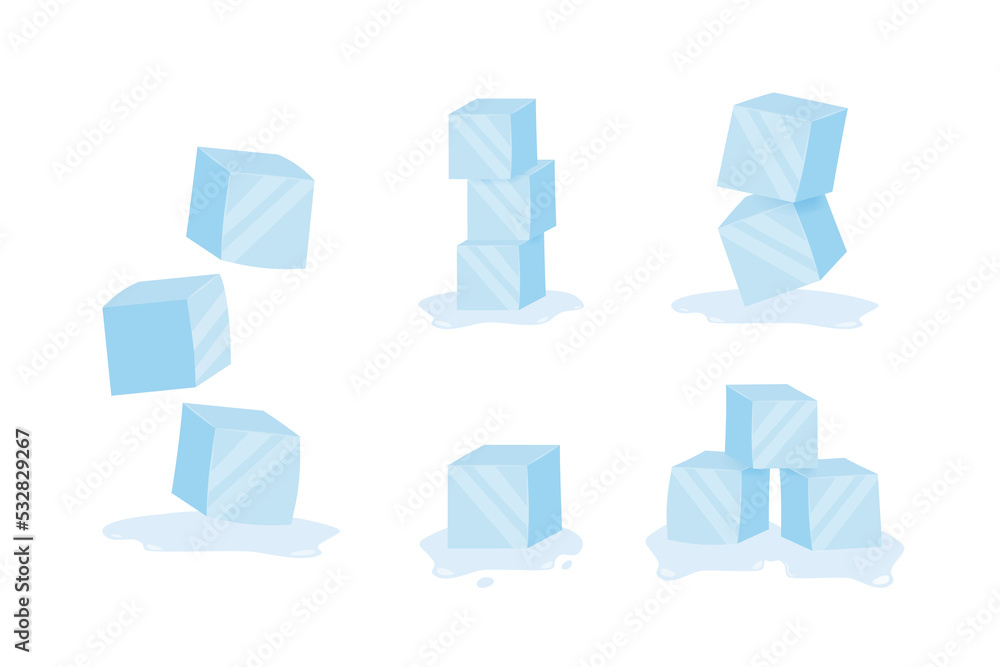 Ice cubes. Cold transparent frozen block. stock illustration Ice cubes. Cold transparent frozen block. stock illustration