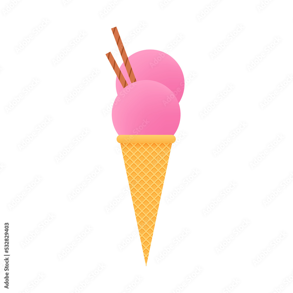 Ice cream cones isolated on white. stock illustration. Ice cream cones isolated on white. stock illustration.