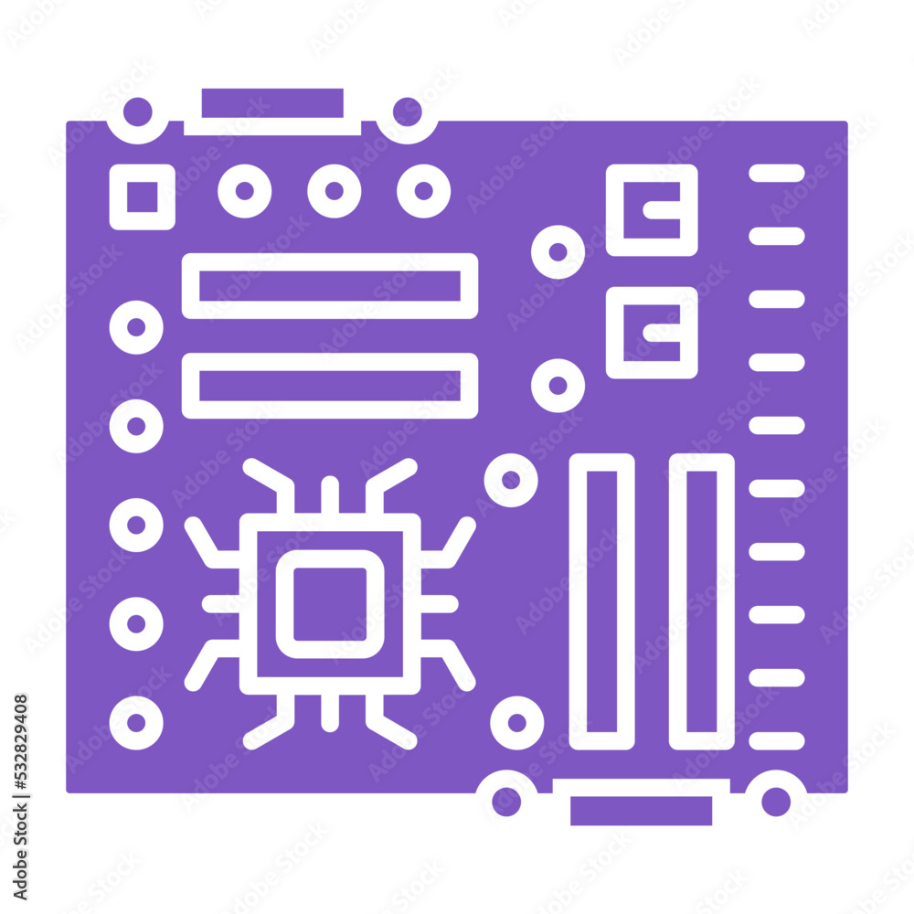 Motherboard Multicolor Glyph Icon Motherboard Multicolor Glyph Icon