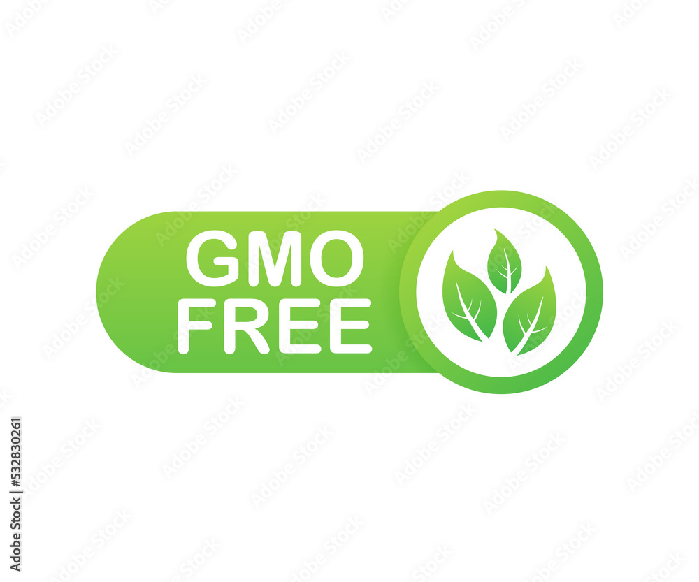 Green colored GMO free emblems, badge, logo, icon. stock illustration. Green colored GMO free emblems, badge, logo, icon. stock illustration.