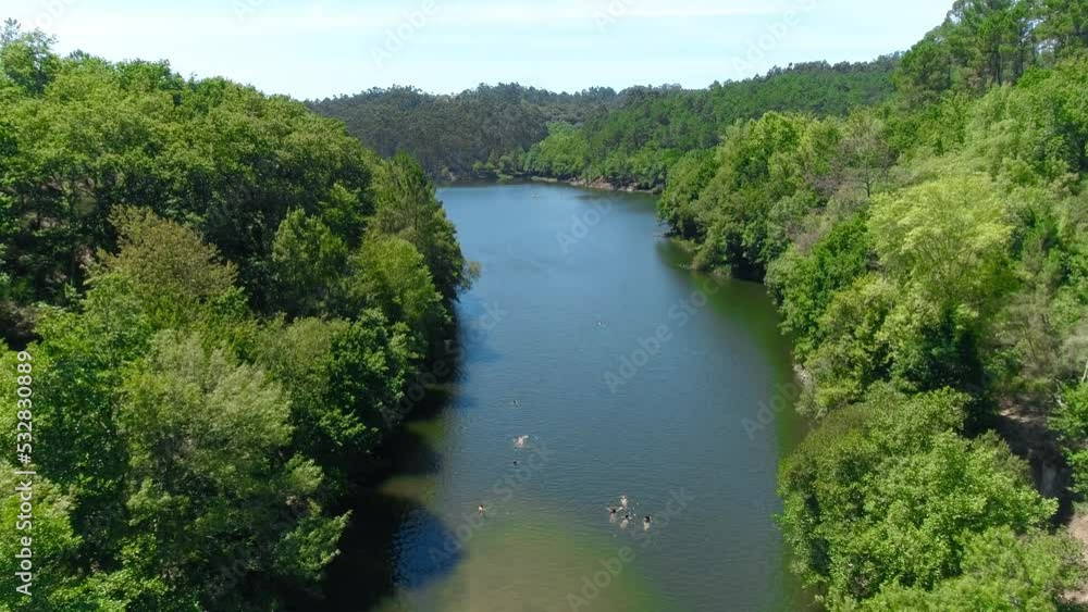 River Forest Aerial View. Nature Landscape River Forest Aerial View. Nature Landscape