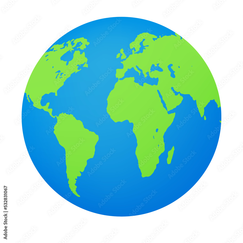 Earth globes isolated on white background. Flat planet Earth icon.  stock illustration.