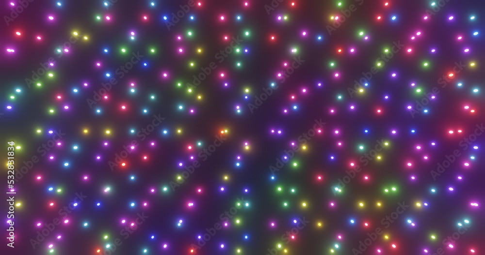 Naklejka premium Render with bright multicolored glowing dots