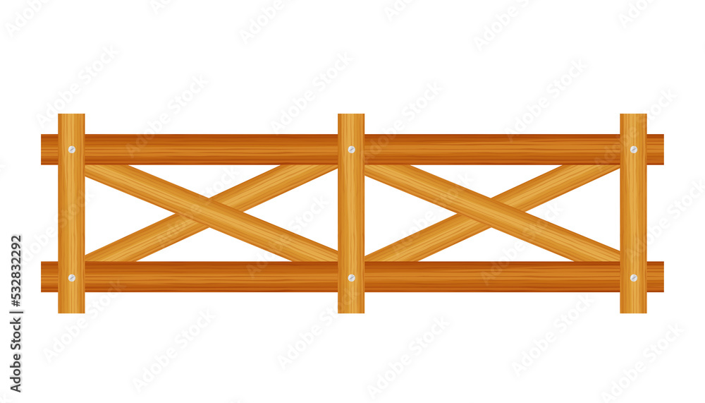 Obraz premium Picket fence, wooden textured, rounded edges. stock illustration.