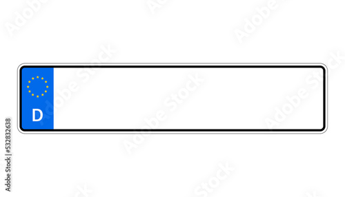 Germany registration plates number car. illustration.