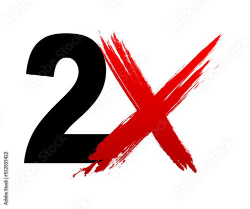 double faster logotype symbol. 2x logo icon. X2 text letter.  stock illustration. photo