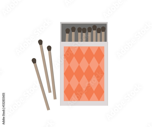 Matchbox with matches vector illustration.