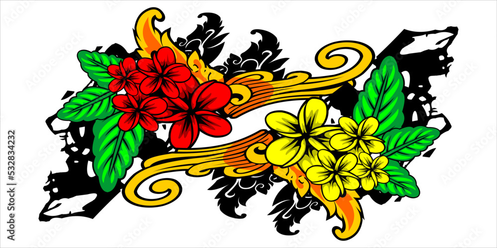 Unique and elegant batik-like floral design. with bright colors Unique and elegant batik-like floral design. with bright colors