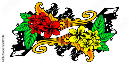 Unique and elegant batik-like floral design. with bright colors