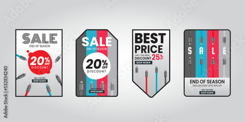 End year sale discount Mobile device USB charging cable.Vector illustration