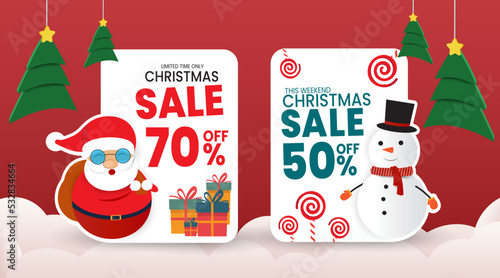Christmas sale discount  up to 70 percent Vector illustration