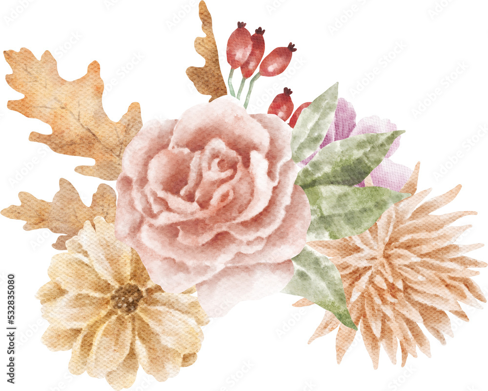 Fall flowers bouquet watercolour illustration Fall flowers bouquet watercolour illustration