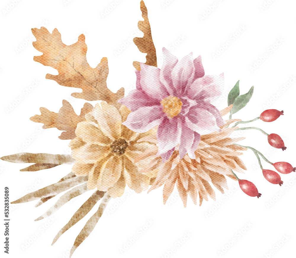 Fall flowers bouquet watercolour illustration Fall flowers bouquet watercolour illustration