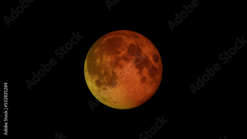Fototapeta Naklejka Na Ścianę i Meble -  Luna roja con fondo negro en el espacio.