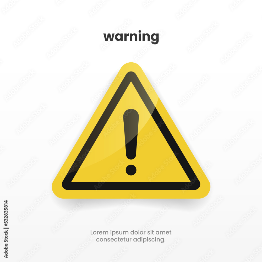Caution icon, exclamation mark, warning signs. Isolated attention triangle symbol on white background. Warning alert error concept with black yellow and red colors. Warning icon. Caution icon, exclamation mark, warning signs. Isolated attention triangle symbol on white background. Warning alert error concept with black yellow and red colors. Warning icon.