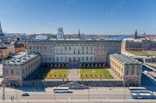 The Royal Palace is located in Gamla Stan Island in Stockholm, Sweden. Drone Point of View photo