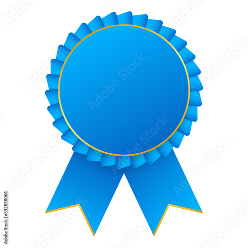 Fotografie Blue award rosette with ribbon.  stock illustration.