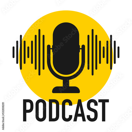 Podcast. Badge, icon, stamp, logo.  stock illustration.