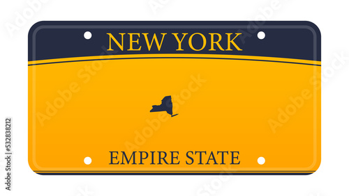 Vehicle registration of New York registration plates nummer car.  illustration