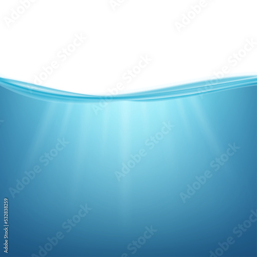 Underwater ocean. Water surface. Natural background. stock illustration.
