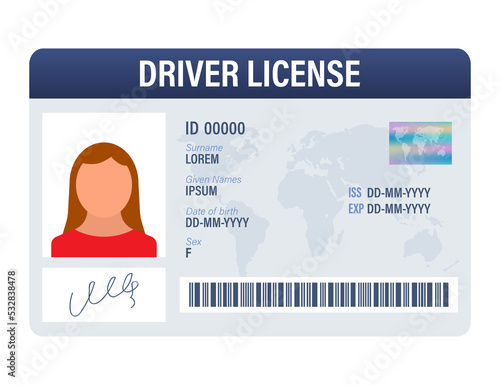 Man driver license plastic card template. Id card.  stock illustration.