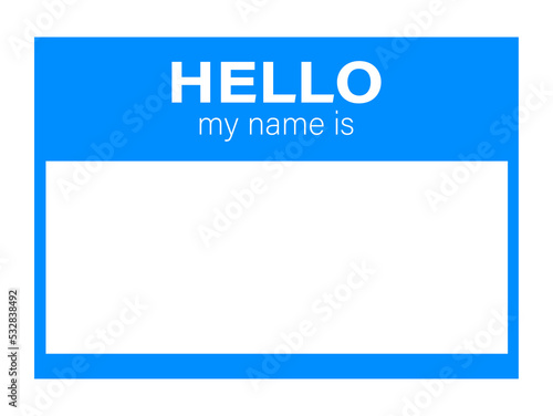 Set Hello my name is label sticker on white background.  stock