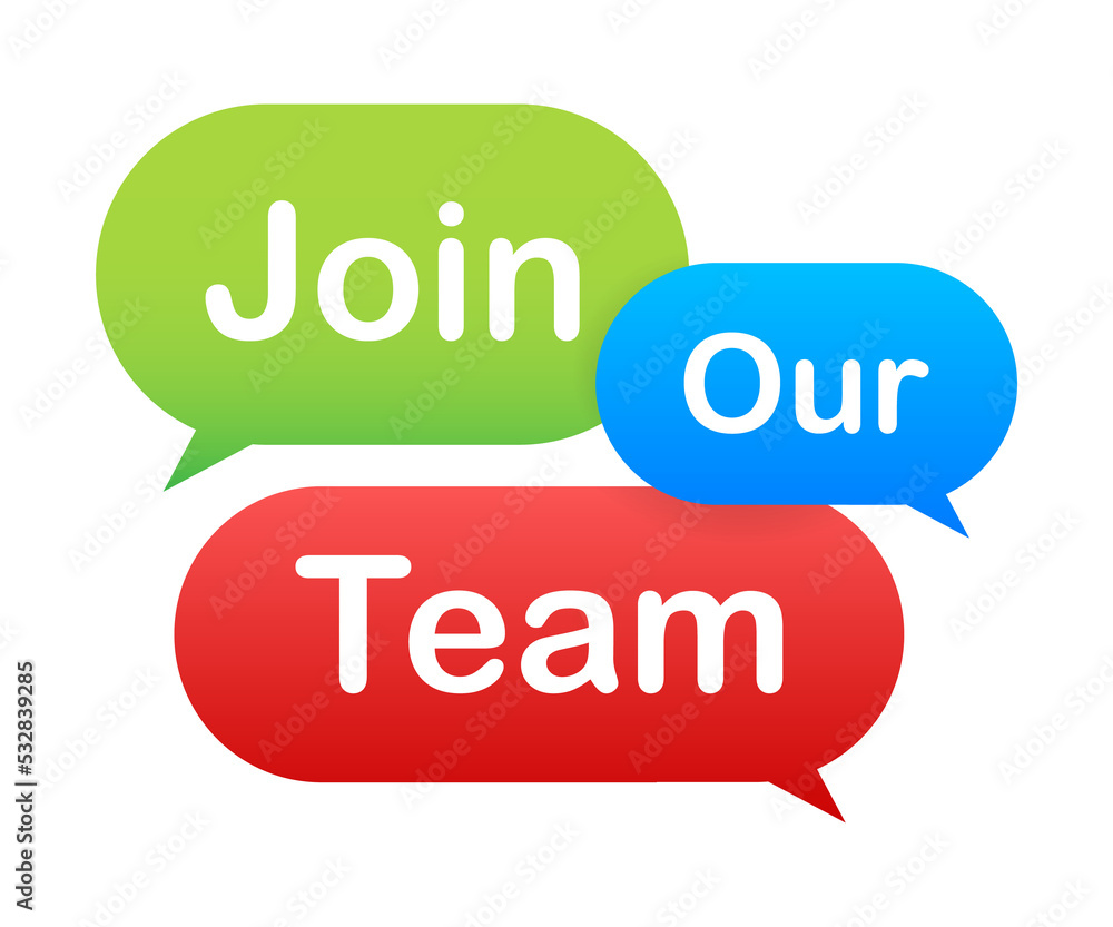 Join our team text on colorful search bubble. stock illustration. Join our team text on colorful search bubble. stock illustration.