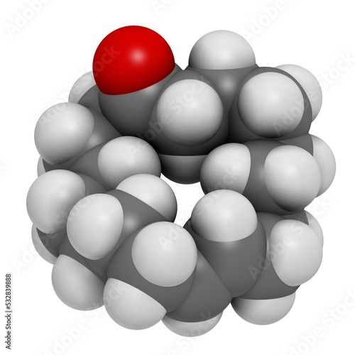 Civetone civet cat pheromone molecule. Used in perfume