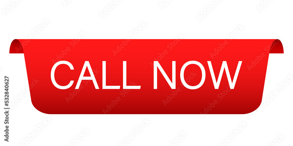 Red banner ribbon call now.  stock illustration.
