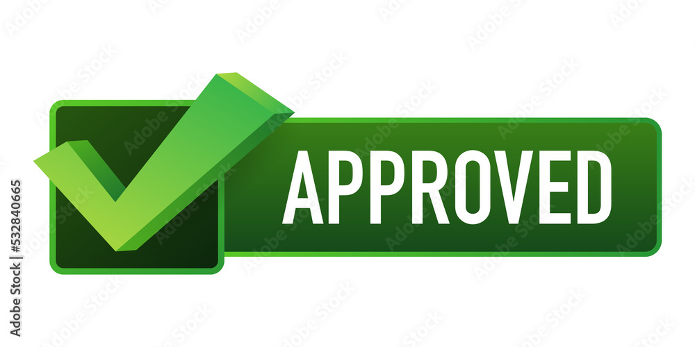 Approved stamp . Flat style design button Approved stamp . Flat style design button