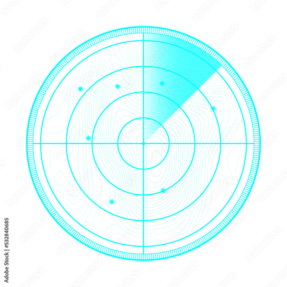 Realistic radar in searching. Radar screen with the aims. stock illustration. Realistic radar in searching. Radar screen with the aims. stock illustration.