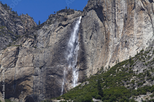 Waterfall Yosemite National Park Califoria Blue Sky Green Trees photo