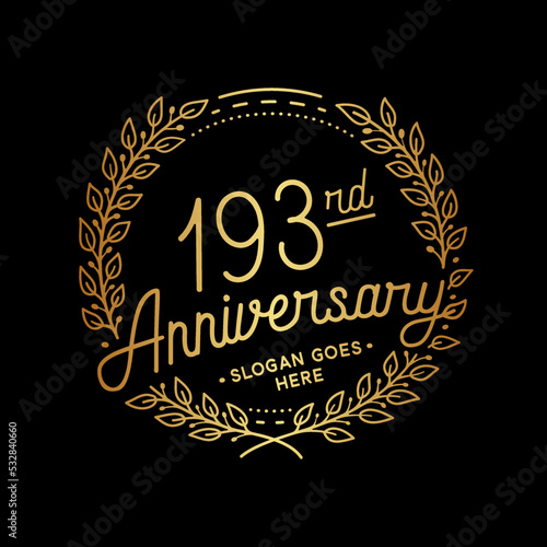 193 years anniversary celebrations design template. 193rd logo. Vector and illustrations. 